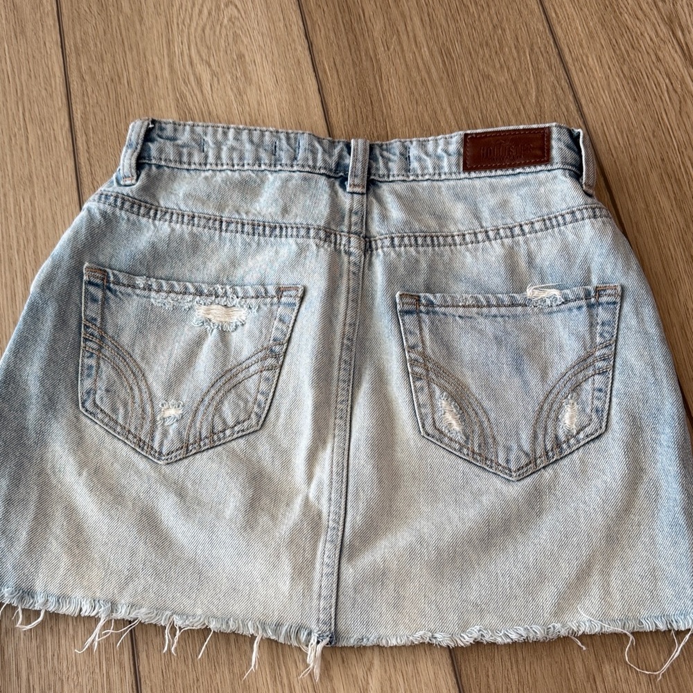Y2K Hollister Distressed Mini High Rise Jean Skirt Sz 0 Trendy Retro